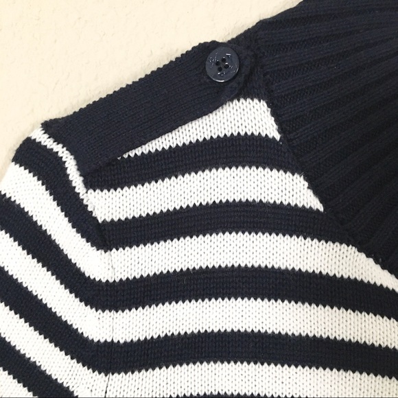 Talbots Women's Mock Neck Nautical Striped Button Up Sweater - Picture 6 of 12